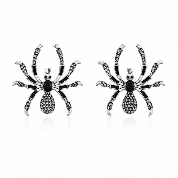 Zara Jewelry - Black Crystal Spider Stud Earrings